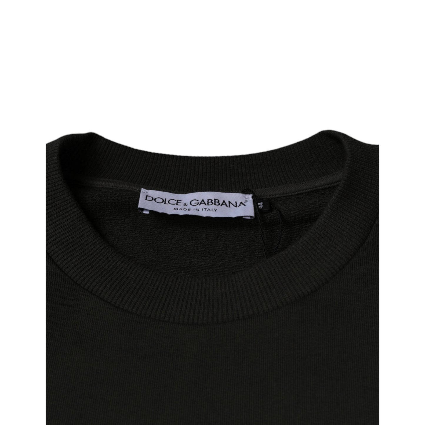 Dolce & Gabbana Army Green DG Crown Crew Neck Pullover Sweater