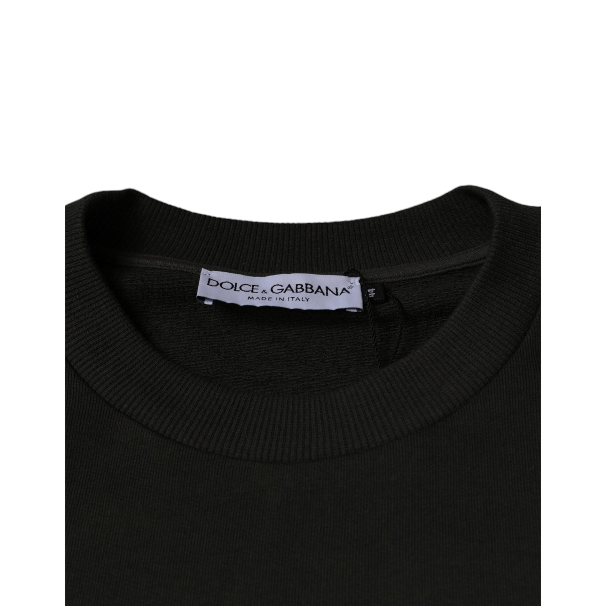 Dolce & Gabbana Army Green DG Crown Crew Neck Pullover Sweater