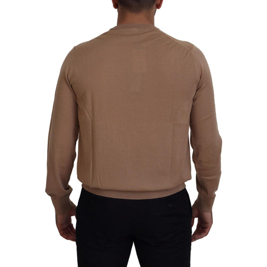 Dolce & Gabbana Beige Cashmere Crown Logo Pullover Sweater