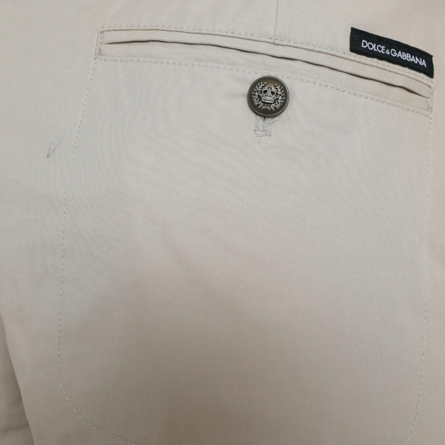 Dolce & Gabbana Beige Cotton High Waist Tapered Pants