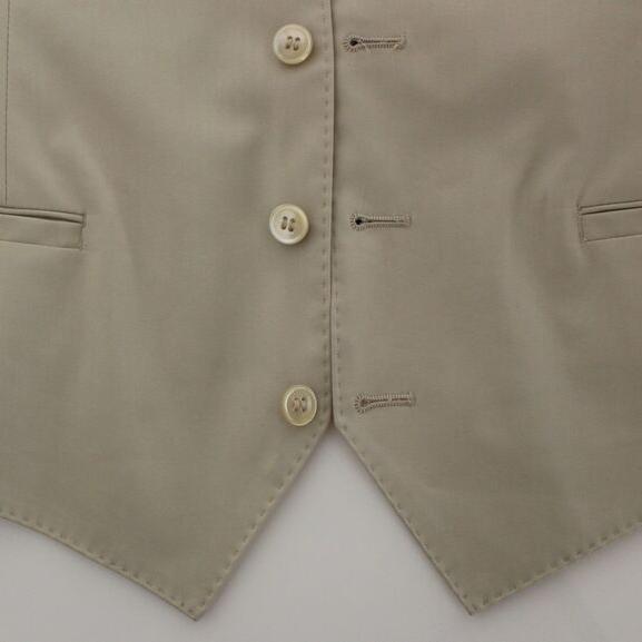 Dolce & Gabbana Beige Cotton Stretch Dress Vest Blazer