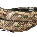 Dolce & Gabbana Beige Exotic Læder Krystals Reversible Skulder Strap-Modeoutlet