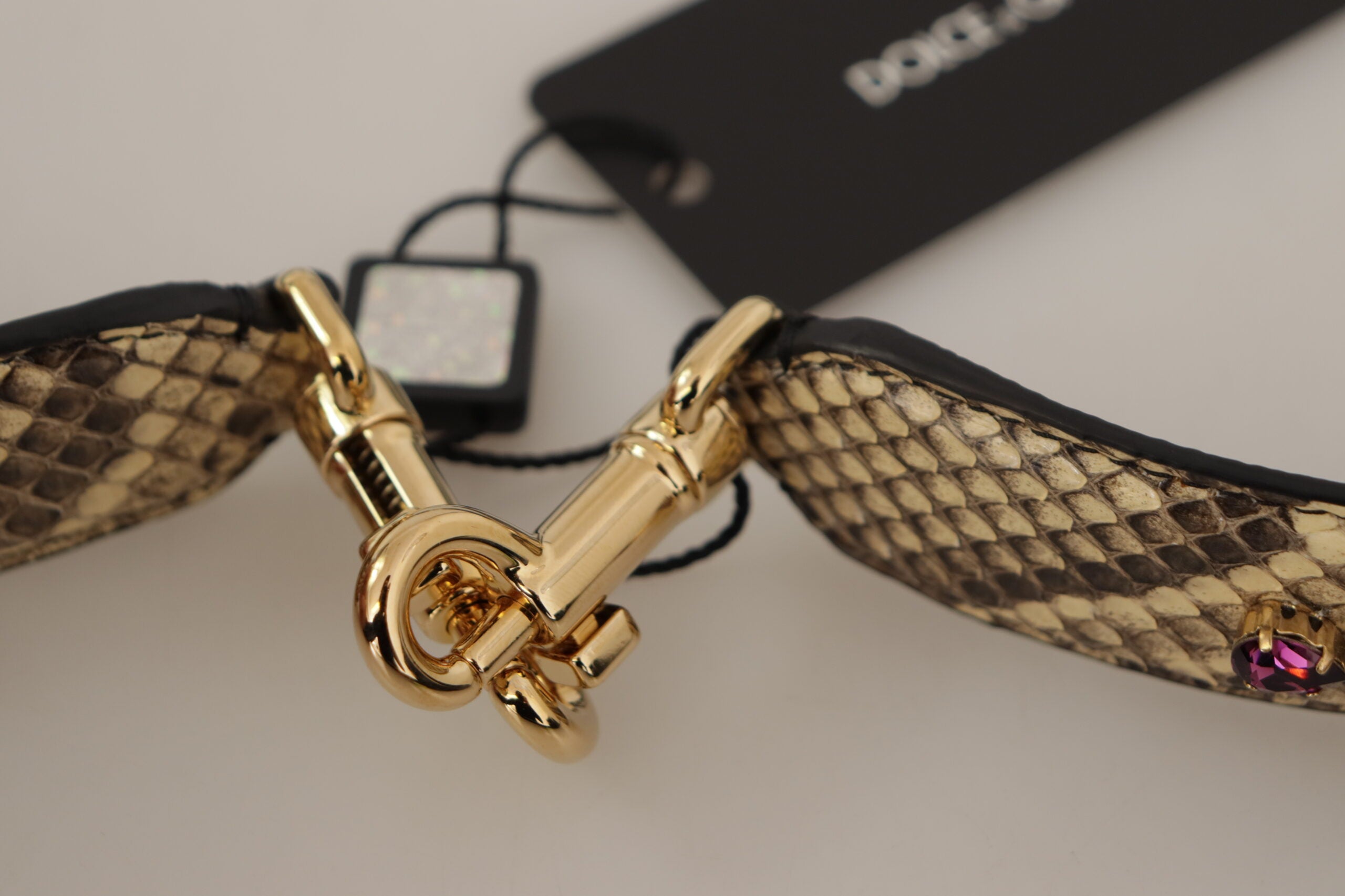 Dolce & Gabbana Beige Exotic Læder Krystals Reversible Skulder Strap-Modeoutlet