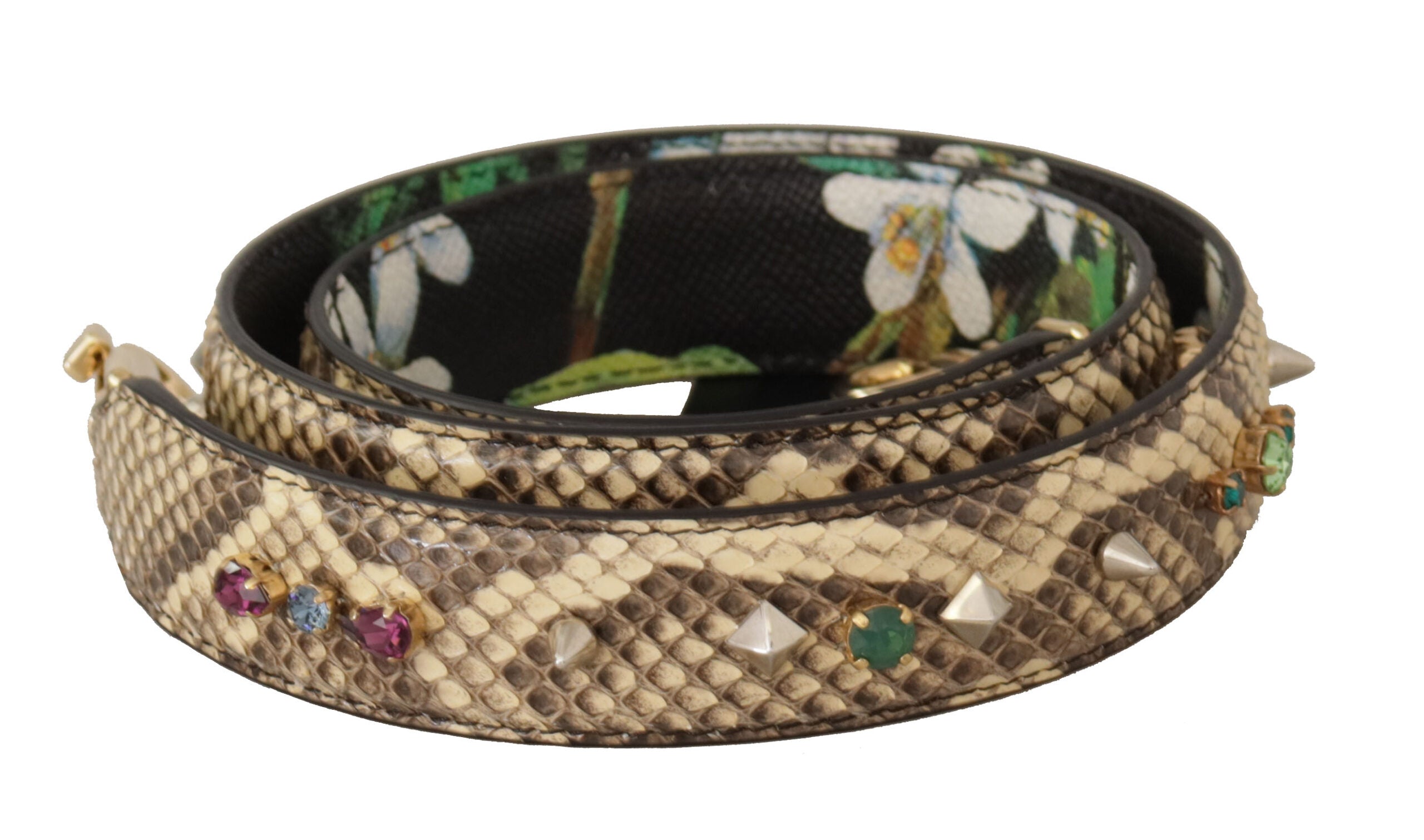 Dolce & Gabbana Beige Exotic Læder Krystals Reversible Skulder Strap-Modeoutlet