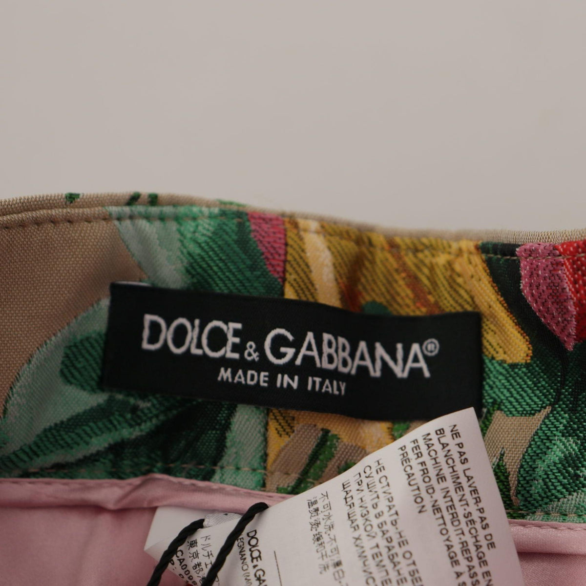 Dolce & Gabbana Beige Floral Dress Formal High Waist Pants