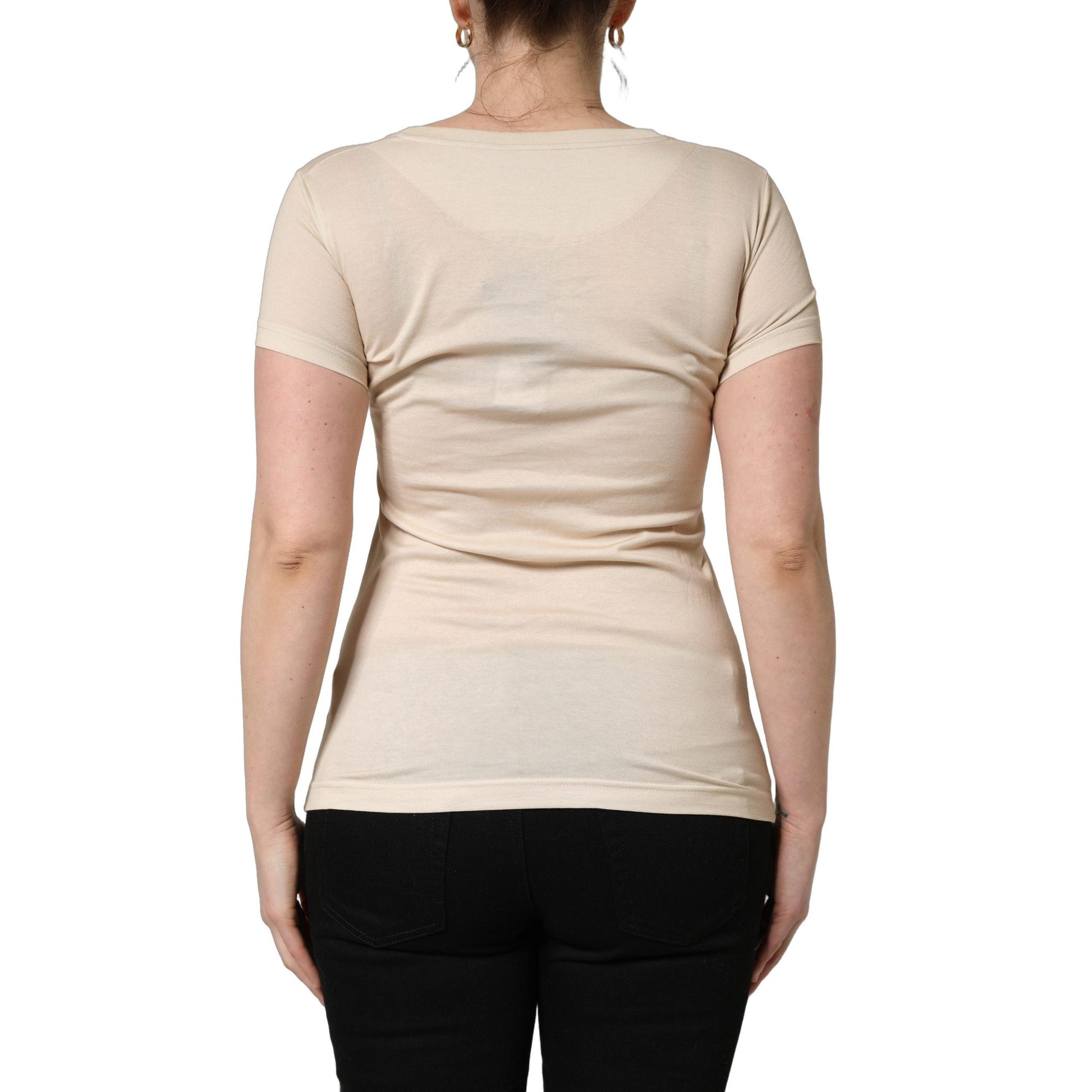 Dolce & Gabbana Beige Jungle Print Cotton Round Neck T-Shirt