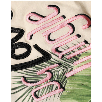 Dolce & Gabbana Beige Jungle Print Cotton Round Neck T-Shirt