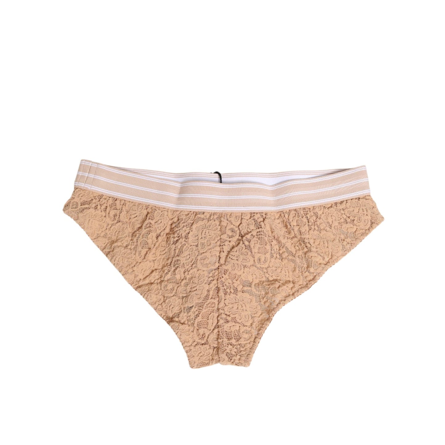 Dolce & Gabbana Beige Lace Brasiliano Briefs Logo Waistband Underwear