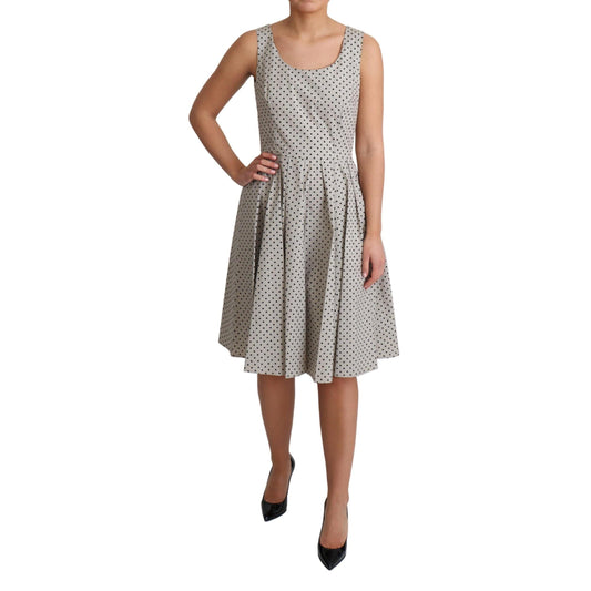 Dolce & Gabbana Beige Polka Dotted Cotton A-Line Dress