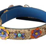 Dolce & Gabbana Beige Python Læder Floral Studded Skulder Strap-Modeoutlet