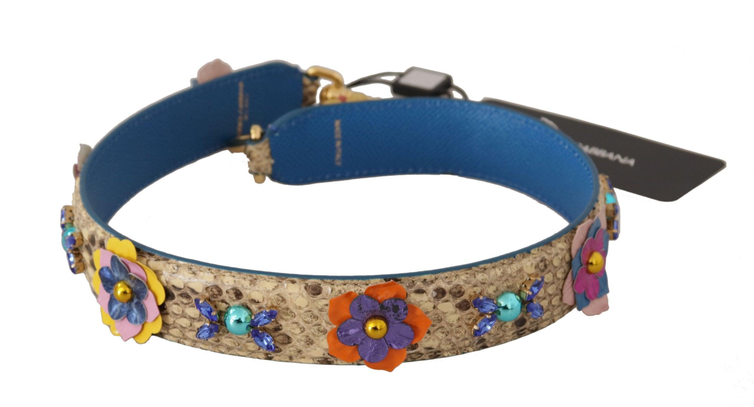 Dolce & Gabbana Beige Python Læder Floral Studded Skulder Strap-Modeoutlet