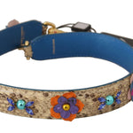 Dolce & Gabbana Beige Python Læder Floral Studded Skulder Strap-Modeoutlet
