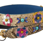 Dolce & Gabbana Beige Python Læder Floral Studded Skulder Strap-Modeoutlet