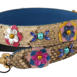 Dolce & Gabbana Beige Python Læder Floral Studded Skulder Strap-Modeoutlet