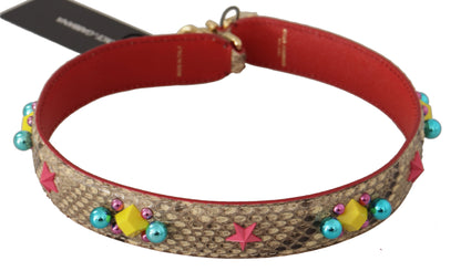 Dolce & Gabbana Beige Python Læder Krystals Skulder Strap