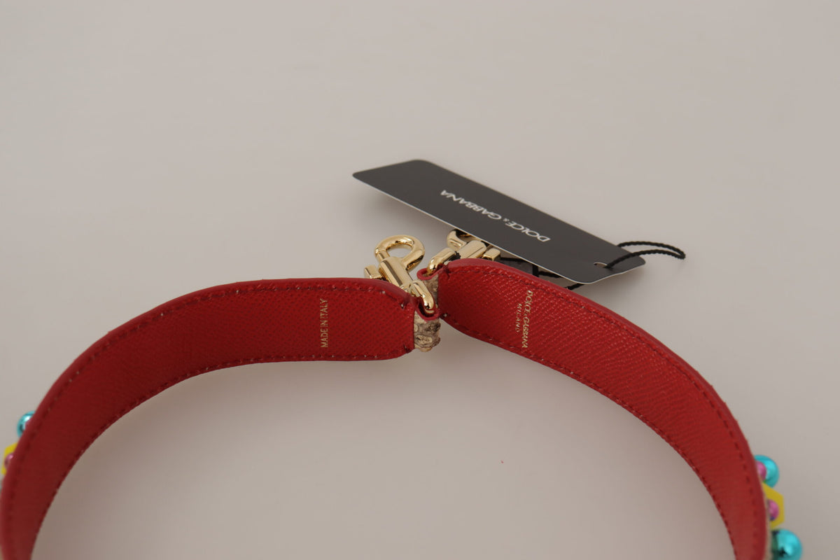 Dolce & Gabbana Beige Python Leather Crystals Shoulder Strap