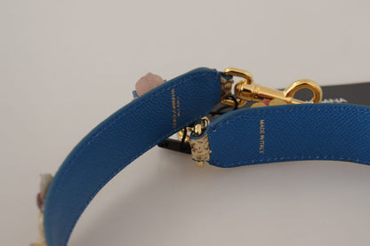 Dolce & Gabbana Beige Python Leather Floral Studded Shoulder Strap