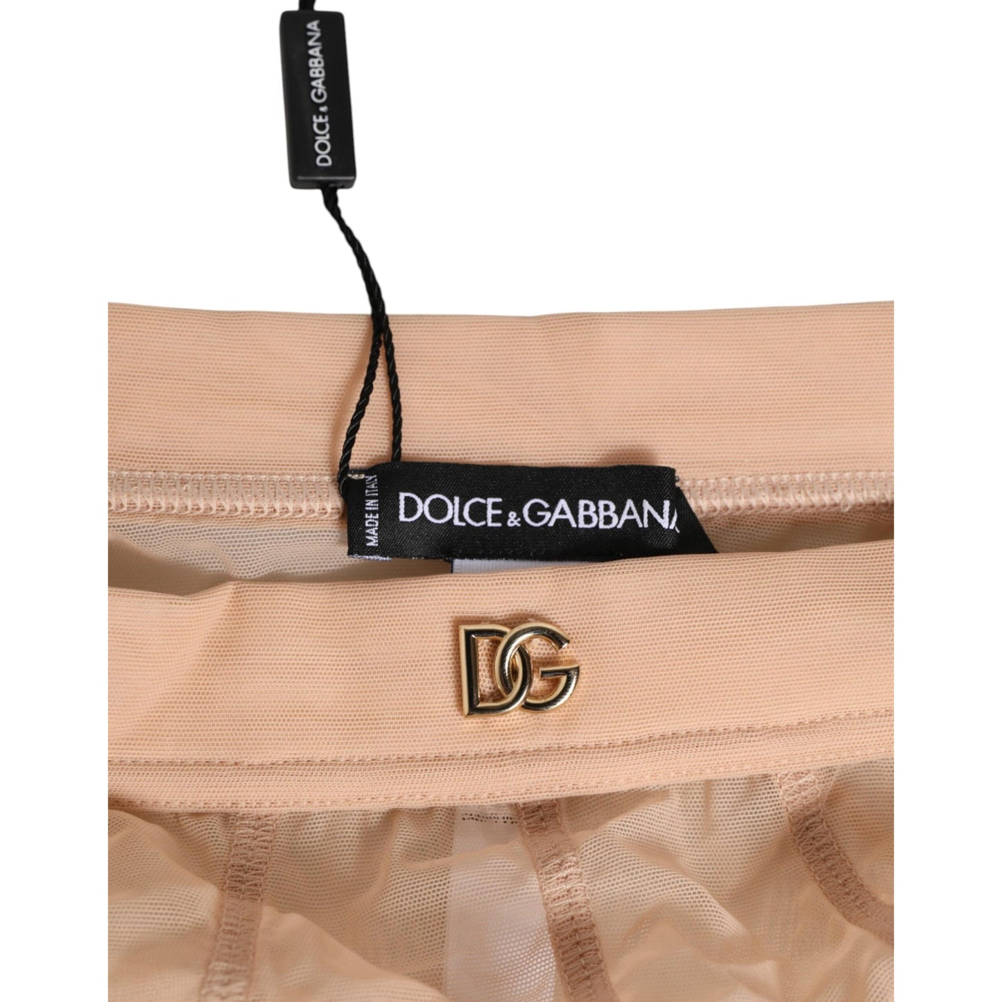 Dolce & Gabbana Beige Sheer Mesh High Waist Panty Underwear