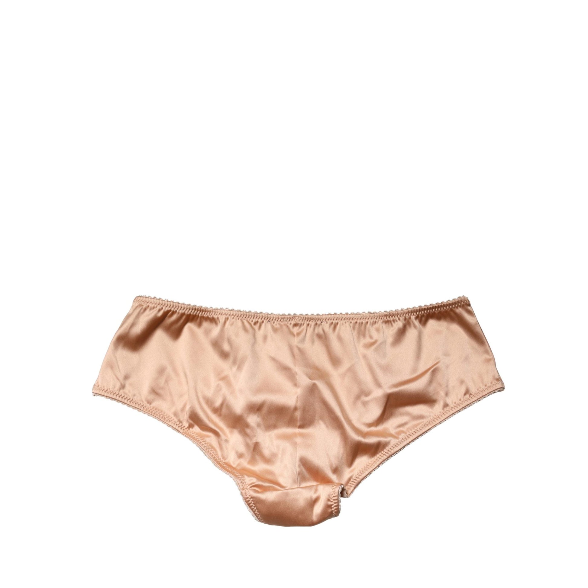 Dolce & Gabbana Beige Silk Stretch Mid Waist Brief Panty Underwear