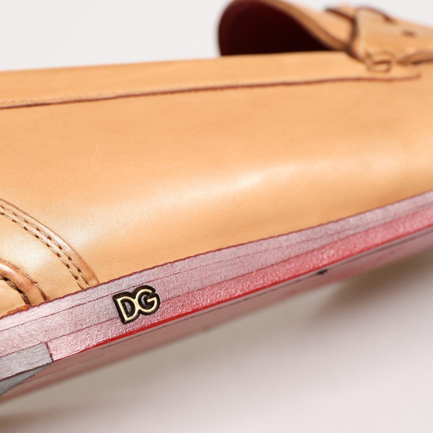 Dolce & Gabbana Beige Tassel Leather Men Slip On Loafers Shoes