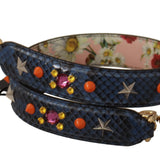 Dolce & Gabbana Blå Exotic Læder Krystals Reversible Skulder Strap-Modeoutlet