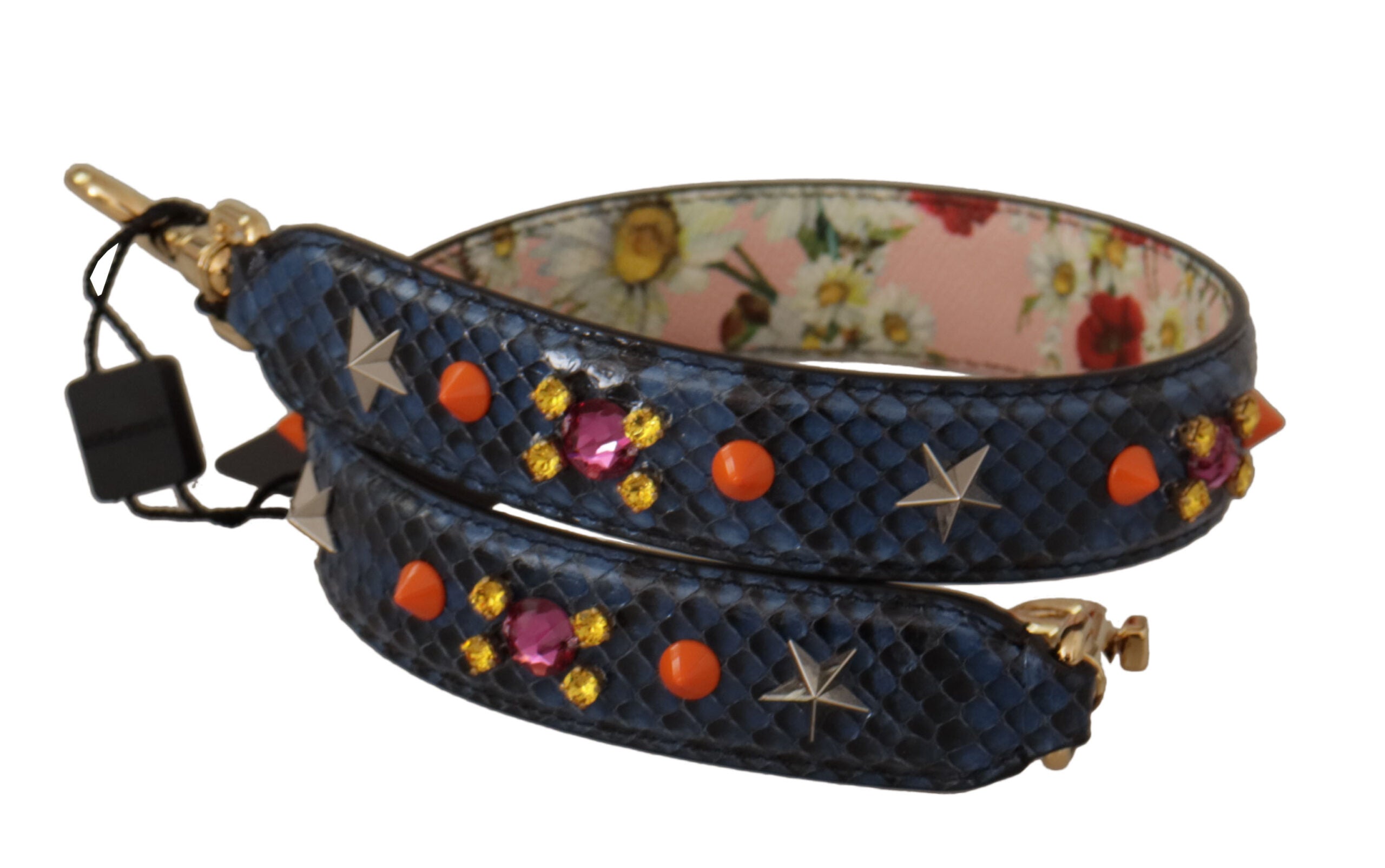 Dolce & Gabbana Blå Exotic Læder Krystals Reversible Skulder Strap-Modeoutlet
