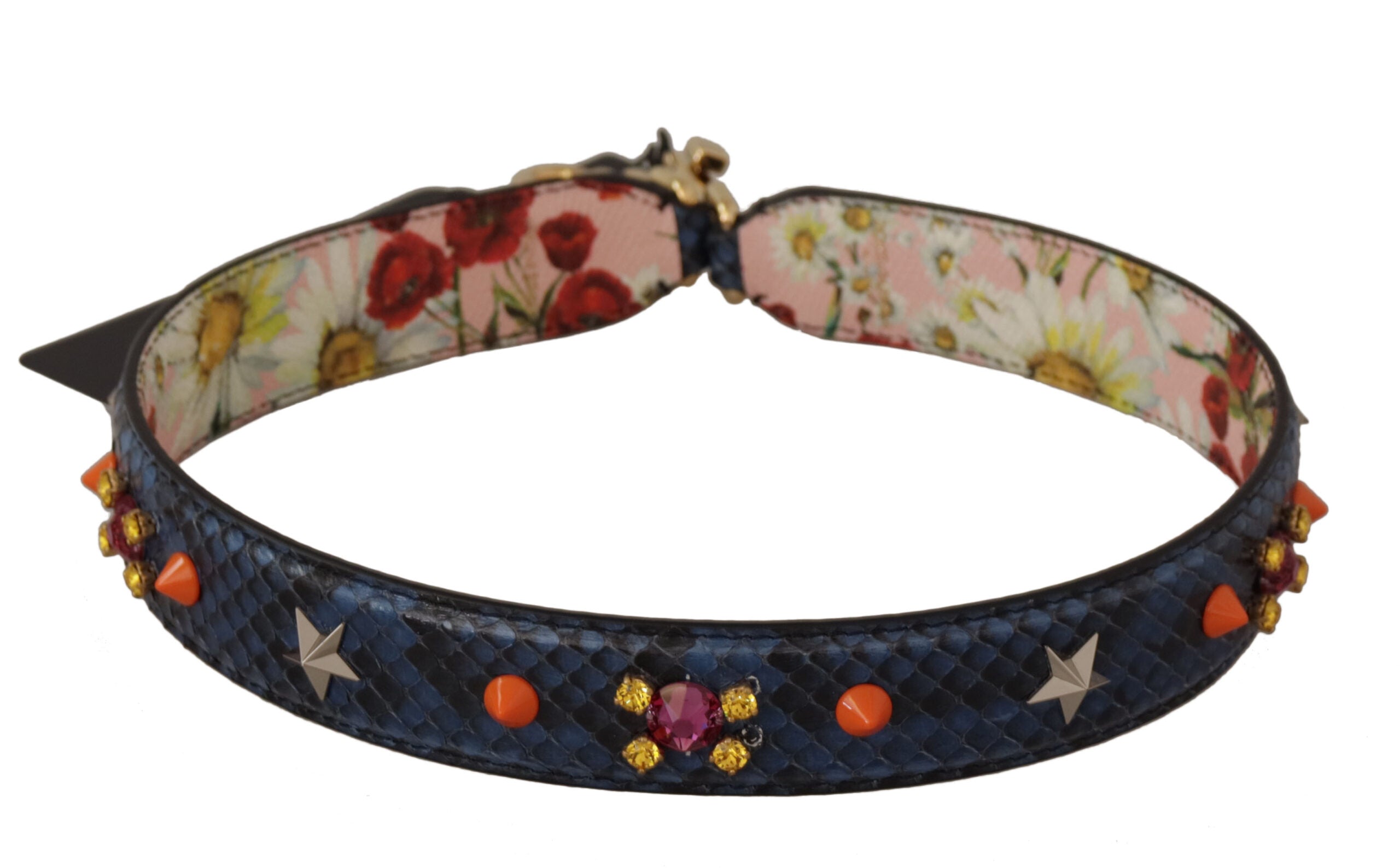 Dolce & Gabbana Blå Exotic Læder Krystals Reversible Skulder Strap-Modeoutlet