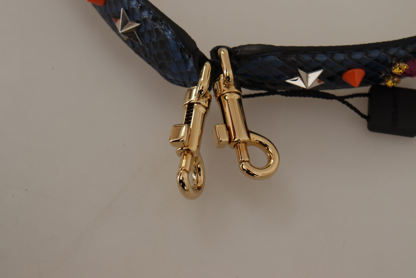 Dolce & Gabbana Blå Exotic Læder Krystals Reversible Skulder Strap