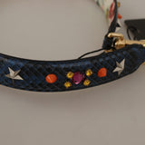 Dolce & Gabbana Blå Exotic Læder Krystals Reversible Skulder Strap-Modeoutlet