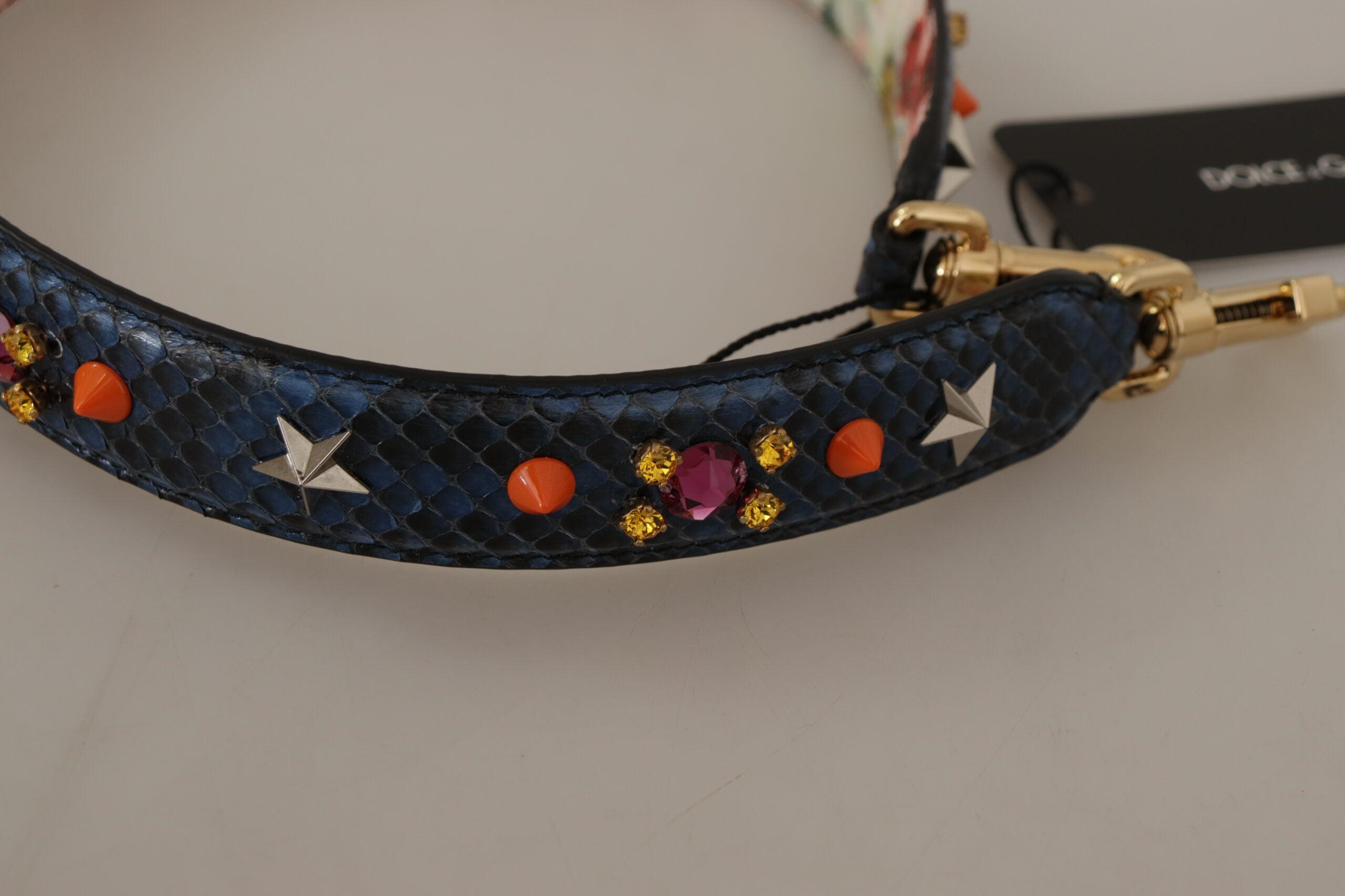 Dolce & Gabbana Blå Exotic Læder Krystals Reversible Skulder Strap-Modeoutlet