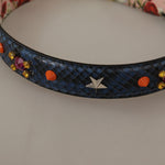 Dolce & Gabbana Blå Exotic Læder Krystals Reversible Skulder Strap-Modeoutlet