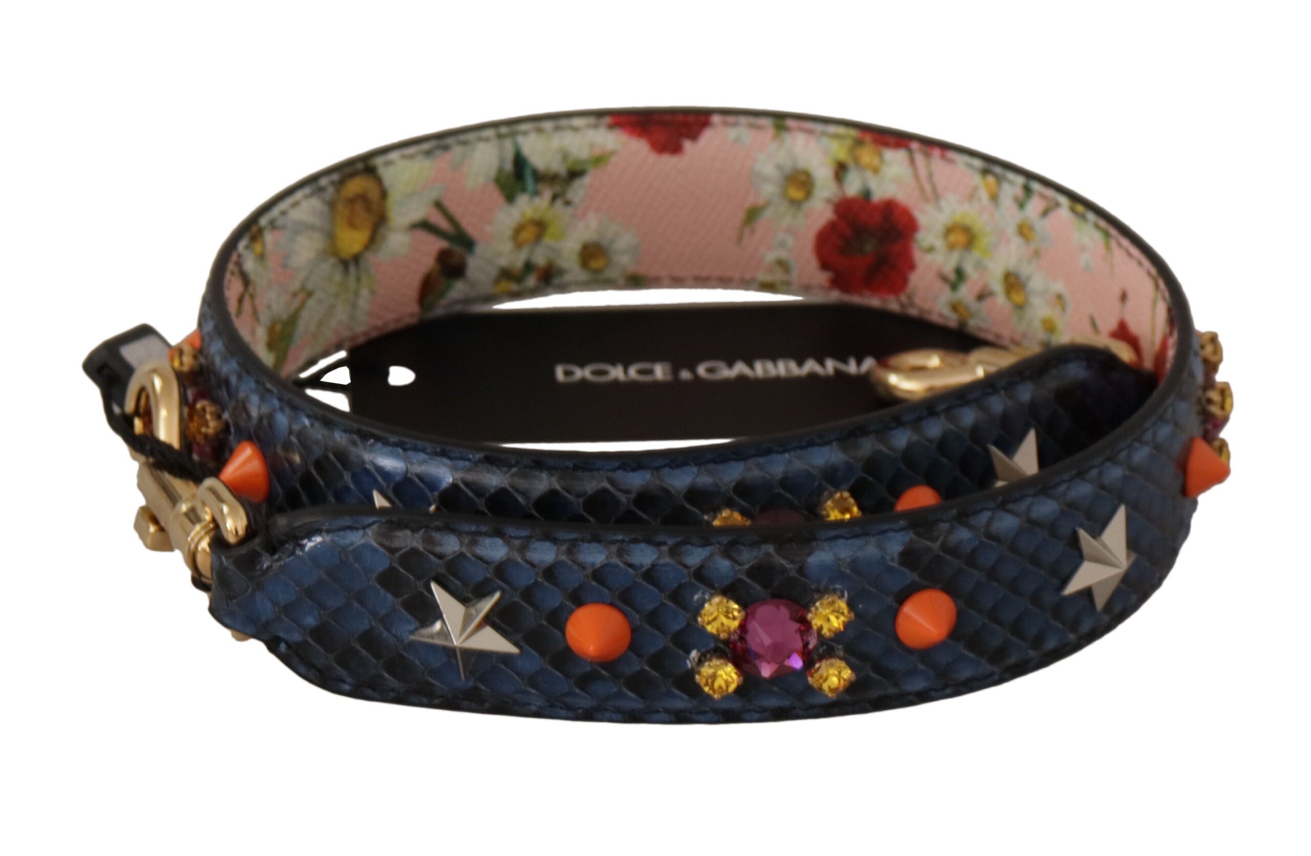 Dolce & Gabbana Blå Exotic Læder Krystals Reversible Skulder Strap-Modeoutlet