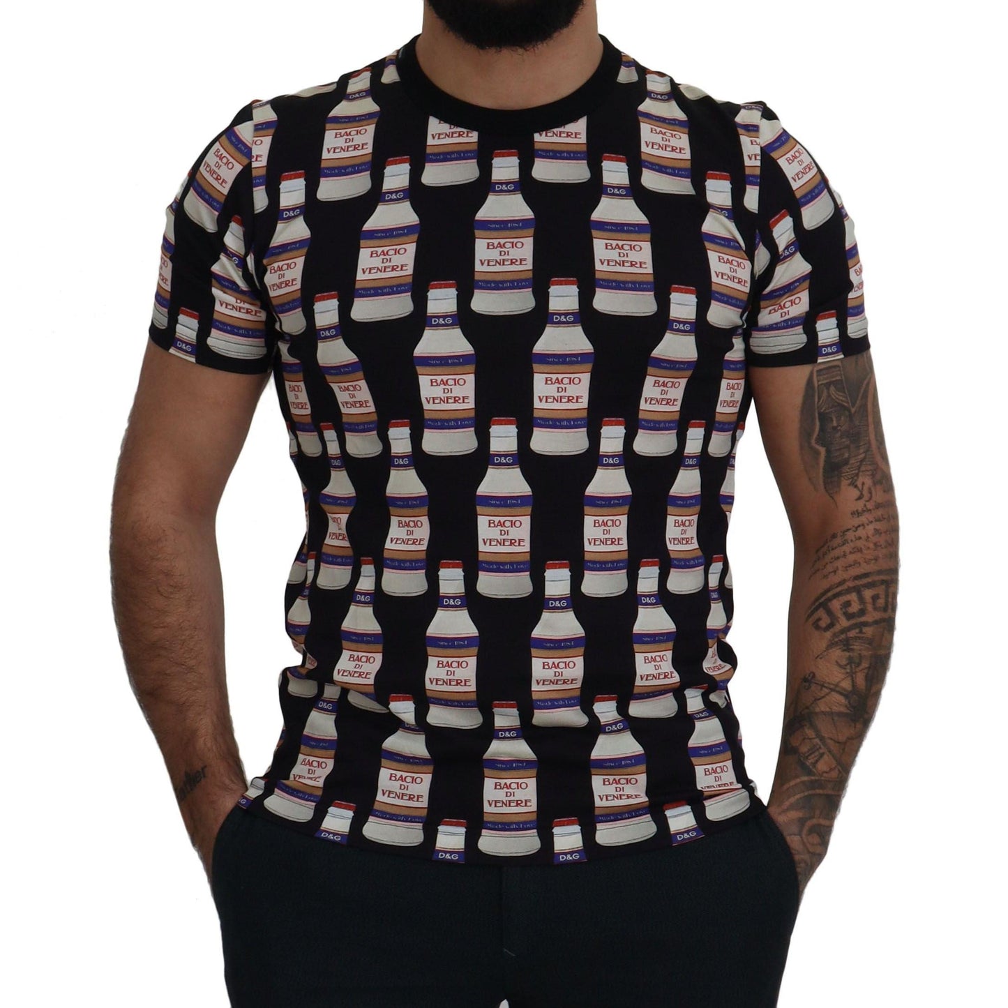 Dolce & Gabbana Black Bacio Di Venere Cotton Crew T-shirt