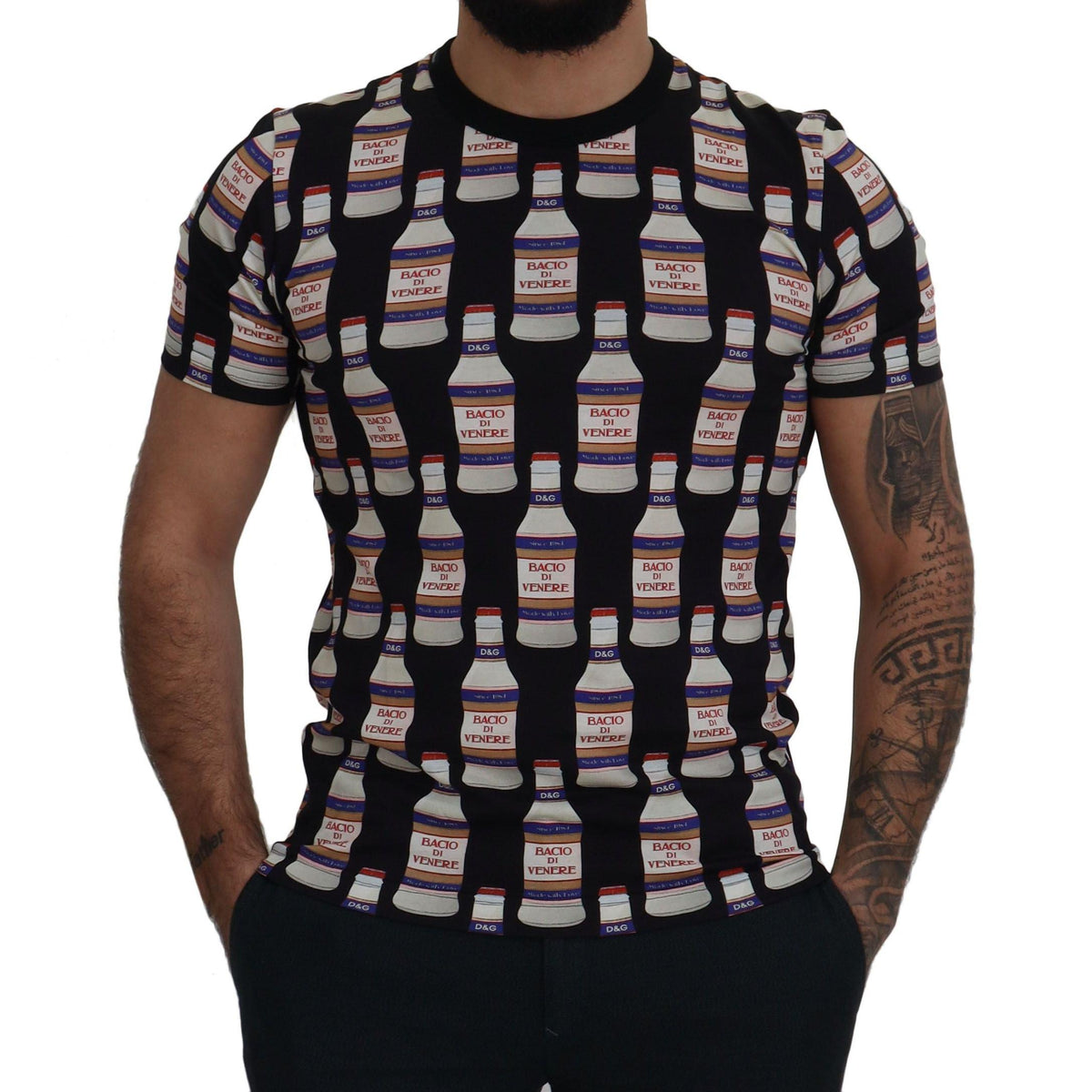 Dolce & Gabbana Black Bacio Di Venere Cotton Crew T-shirt