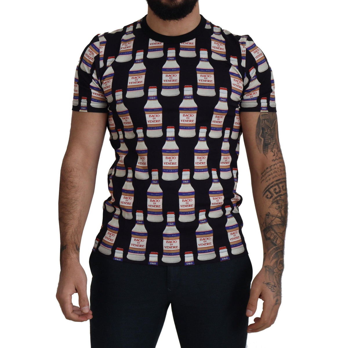 Dolce & Gabbana Black Bacio Di Venere Cotton Crew T-shirt