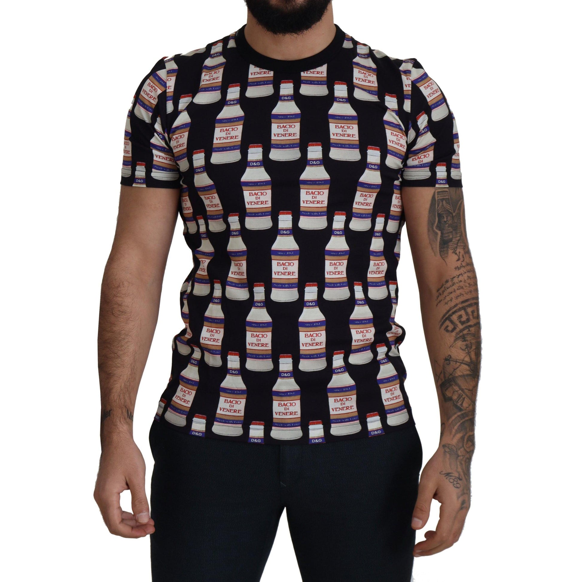 Dolce & Gabbana Black Bacio Di Venere Cotton Crew T-shirt