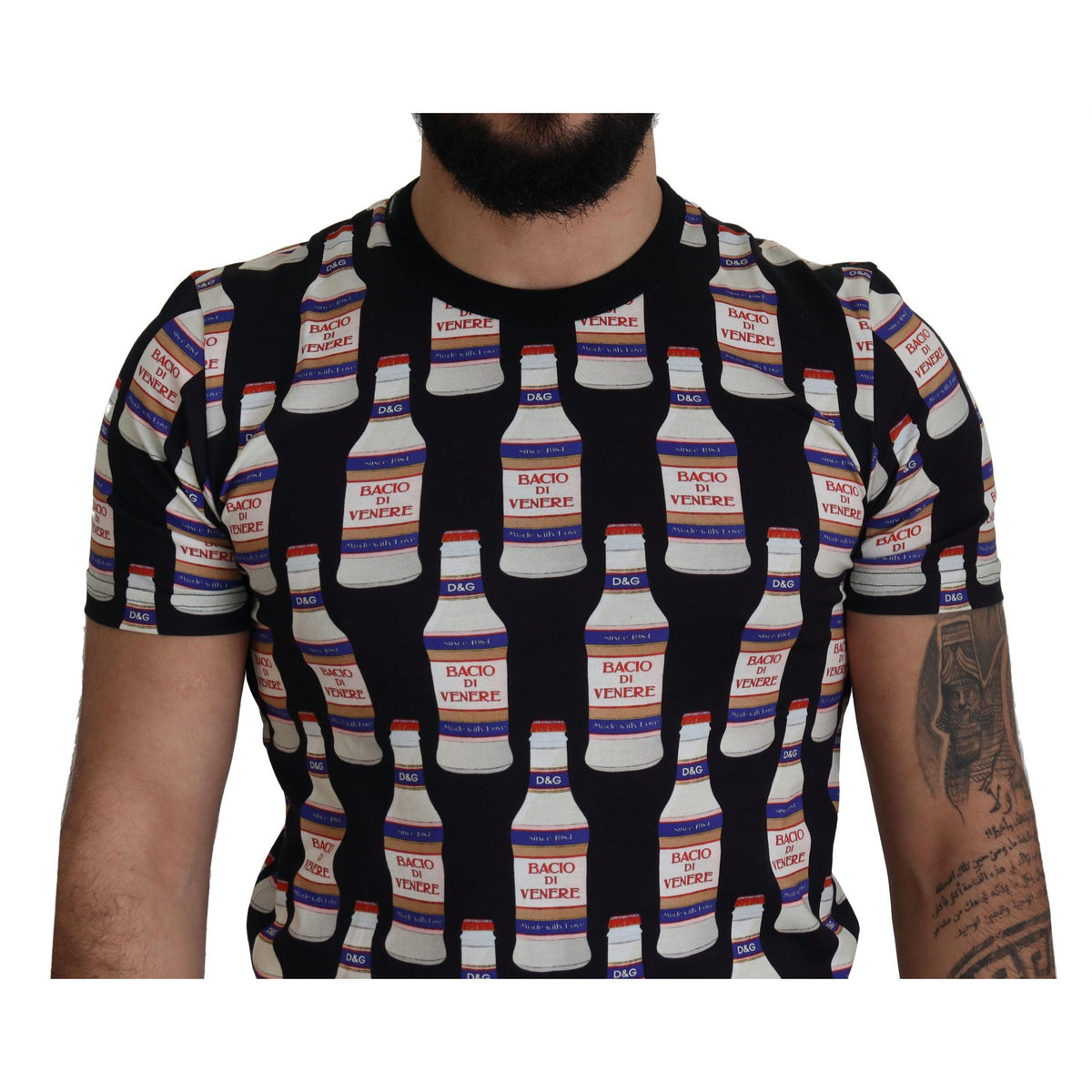 Dolce & Gabbana Black Bacio Di Venere Cotton Crew T-shirt