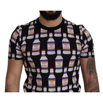 Dolce & Gabbana Black Bacio Di Venere Cotton Crew T-shirt