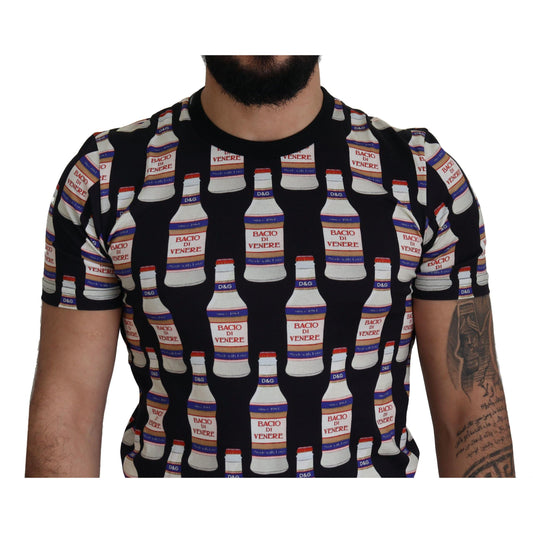 Dolce & Gabbana Black Bacio Di Venere Cotton Crew T-shirt