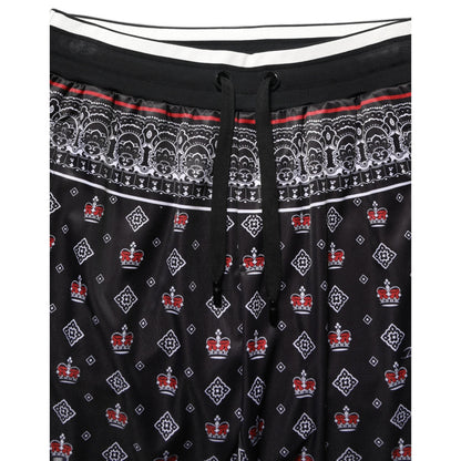 Dolce & Gabbana Black Bandana Crown Jogger Men Trouser Pants
