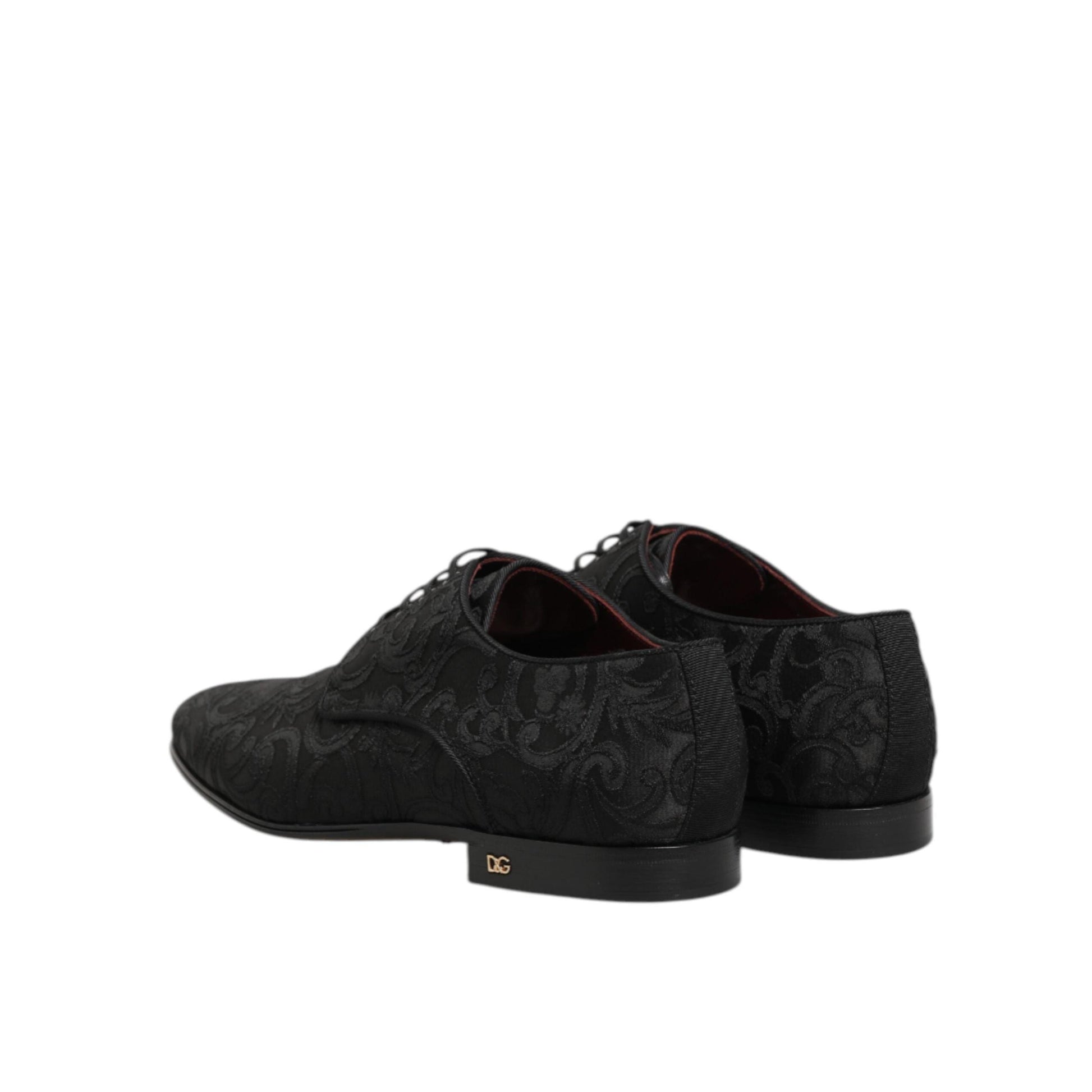Dolce & Gabbana Black Brocade Lace Up Derby Men Dress Shoes