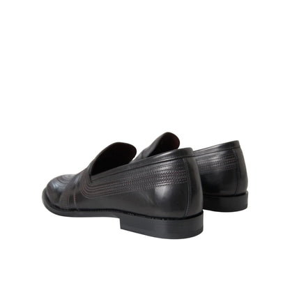Dolce & Gabbana Black Brown Leather Loafer Men Dress Shoes