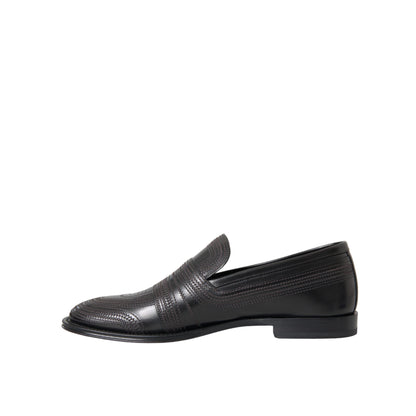 Dolce & Gabbana Black Brown Leather Loafer Men Dress Shoes