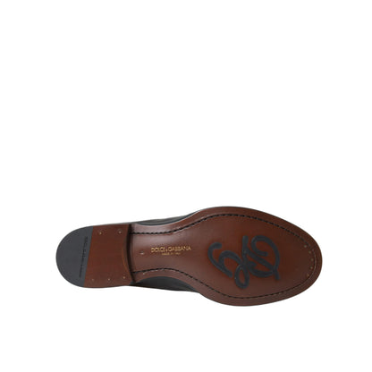 Dolce & Gabbana Black Brown Leather Loafer Men Dress Shoes