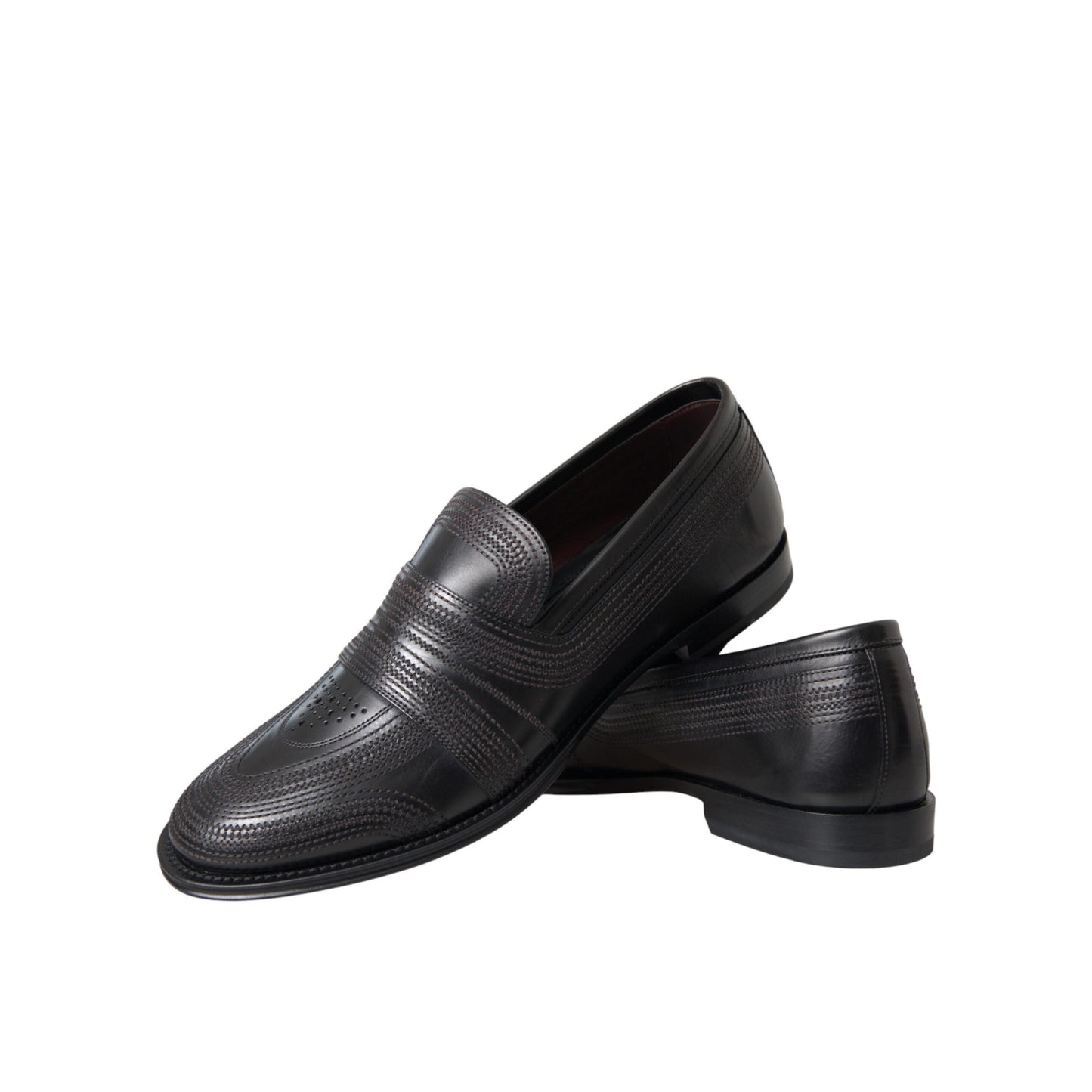 Dolce & Gabbana Black Brown Leather Loafer Men Dress Shoes