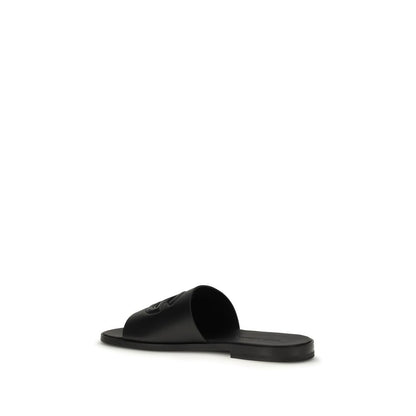Dolce & Gabbana Black Calf Leather Bos Taurus Sandals