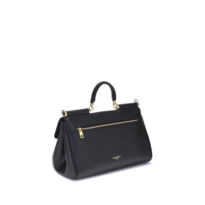 Dolce & Gabbana Black Calf Leather Bos Taurus Shoulder Bag