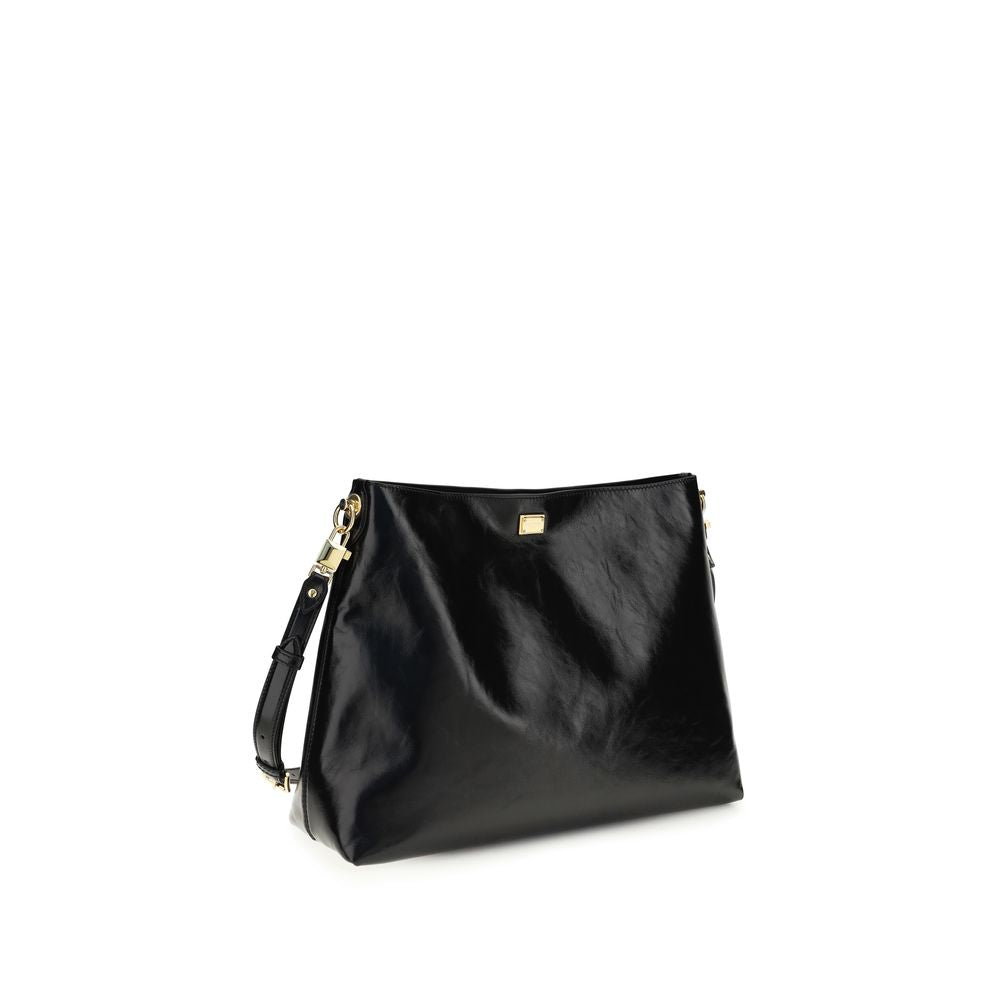 Dolce & Gabbana Black Calf Leather Bos Taurus Shoulder Bag