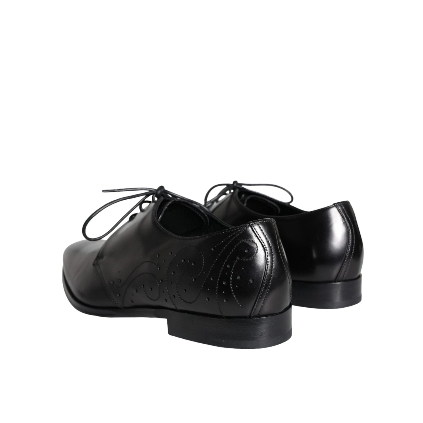 Dolce & Gabbana Black Calfskin Leather Derby Men Dress Shoes