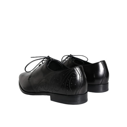 Dolce & Gabbana Black Calfskin Leather Derby Men Dress Shoes
